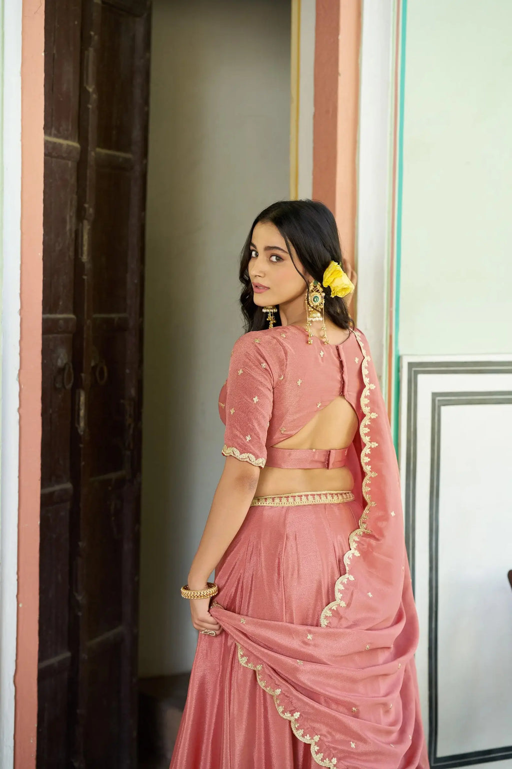 Soft Peach Styilsh Embroiderd Lehenga Choli