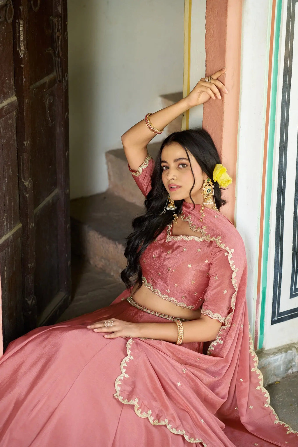 Soft Peach Styilsh Embroiderd Lehenga Choli