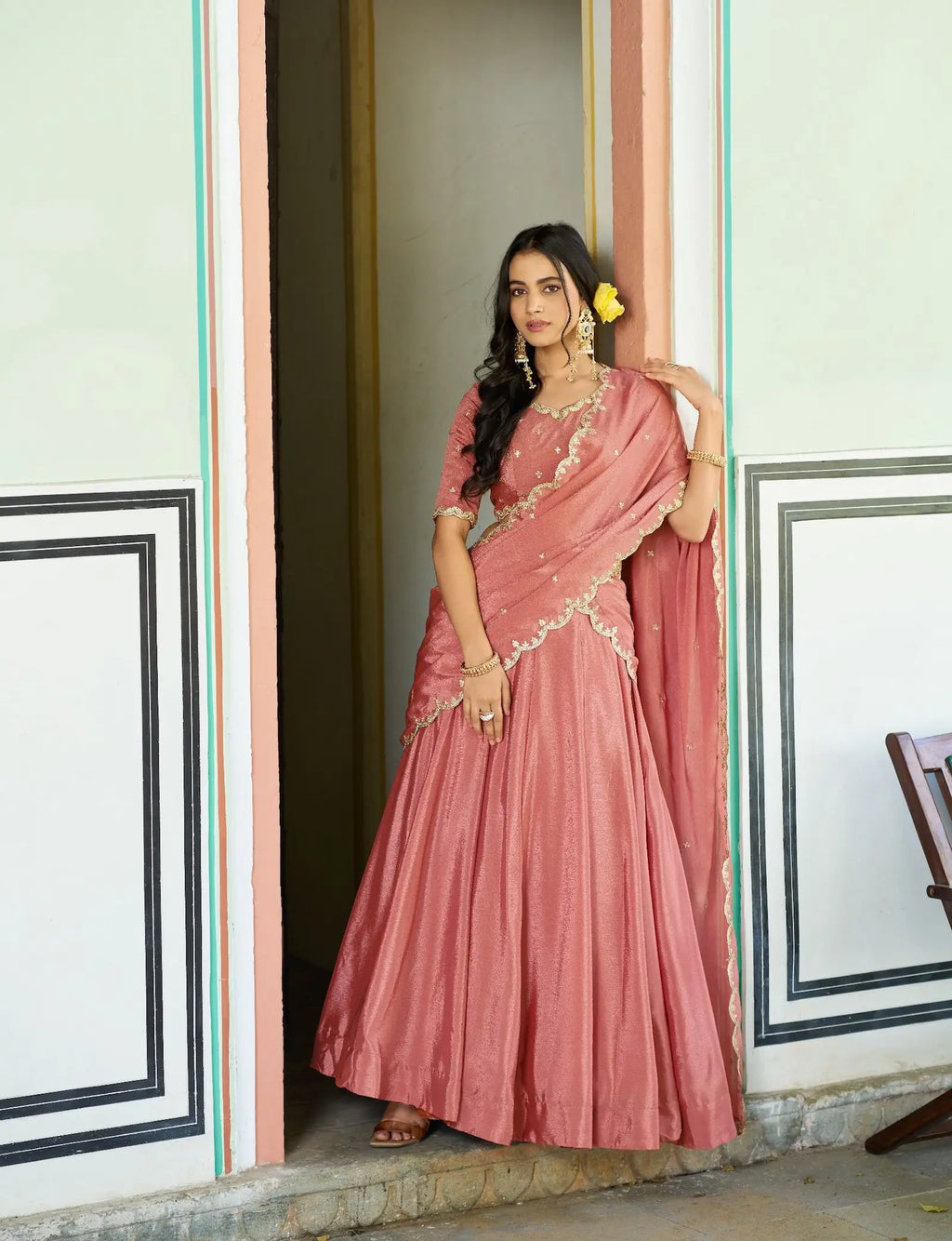Soft Peach Styilsh Embroiderd Lehenga Choli