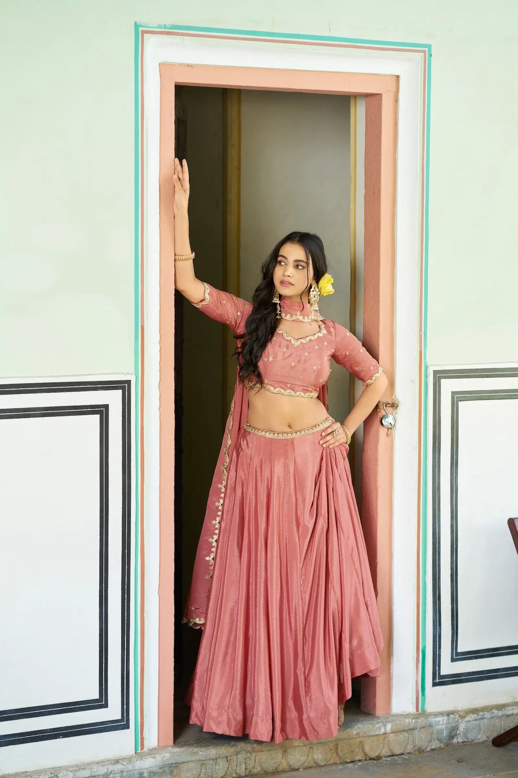 Soft Peach Styilsh Embroiderd Lehenga Choli
