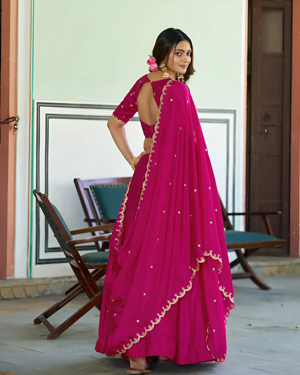 Rani Pink Styilsh Embroiderd Lehenga Choli