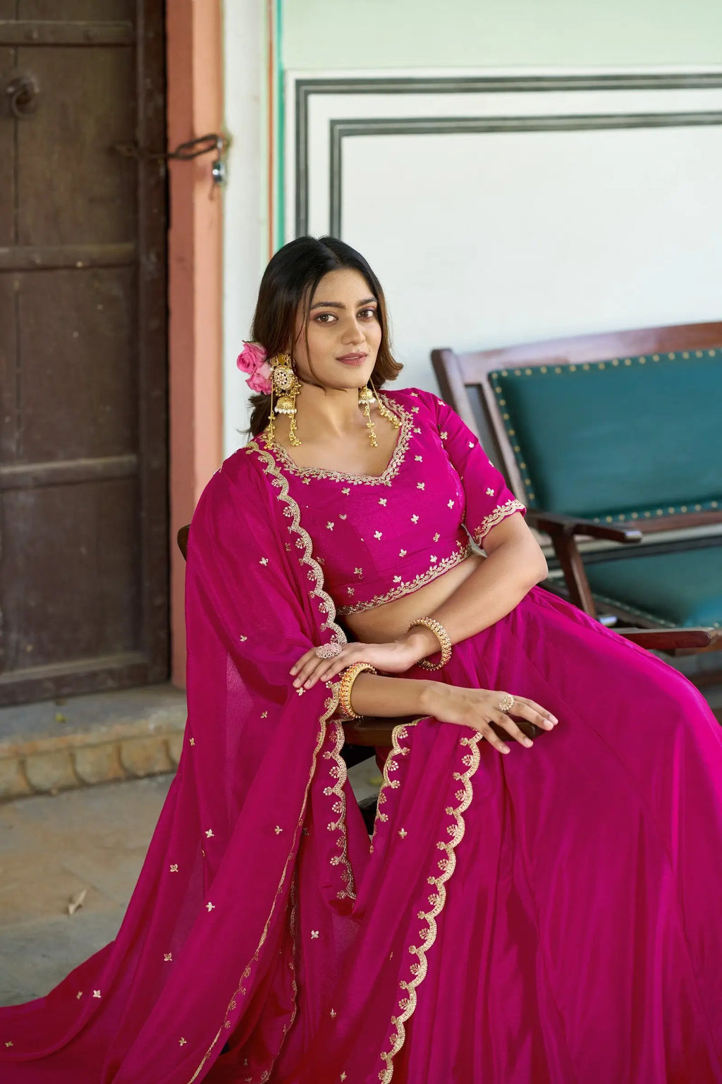 Rani Pink Styilsh Embroiderd Lehenga Choli