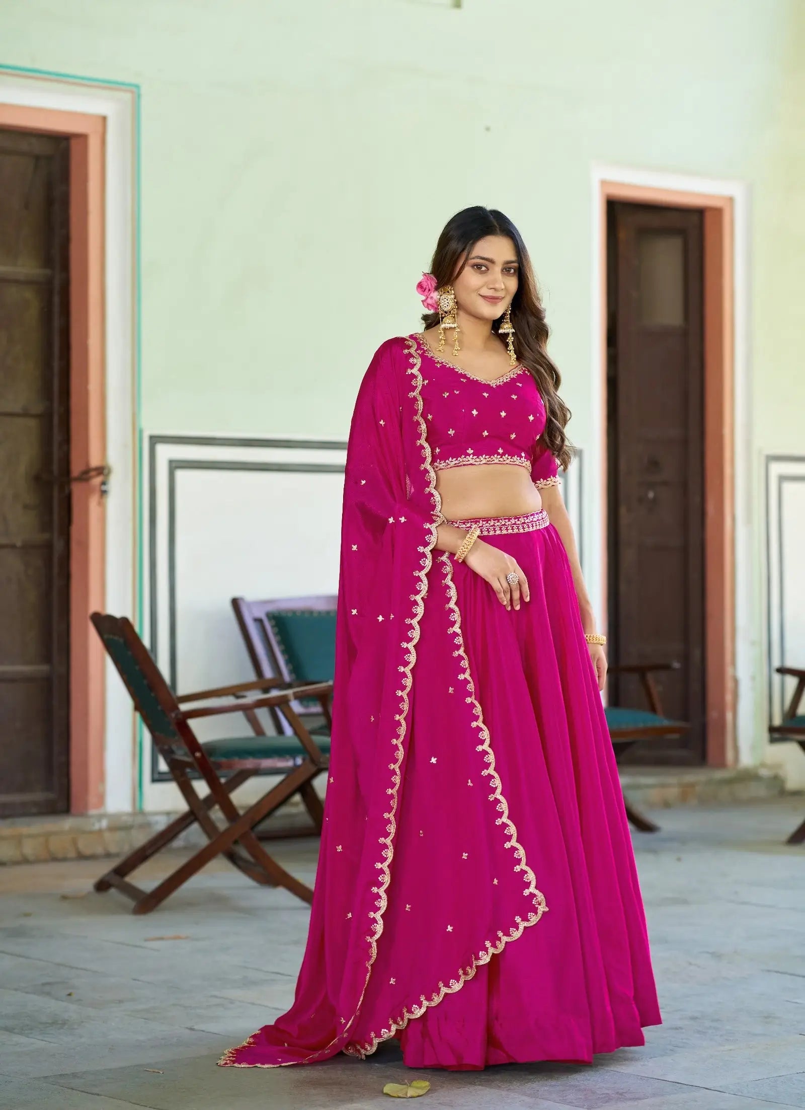 Rani Pink Styilsh Embroiderd Lehenga Choli