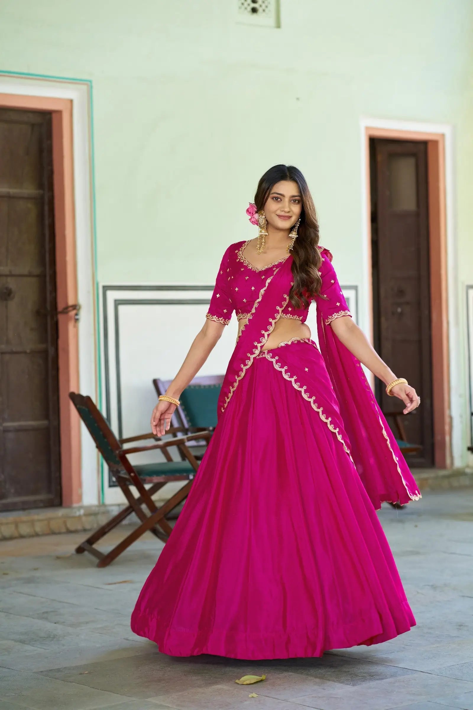 Rani Pink Styilsh Embroiderd Lehenga Choli