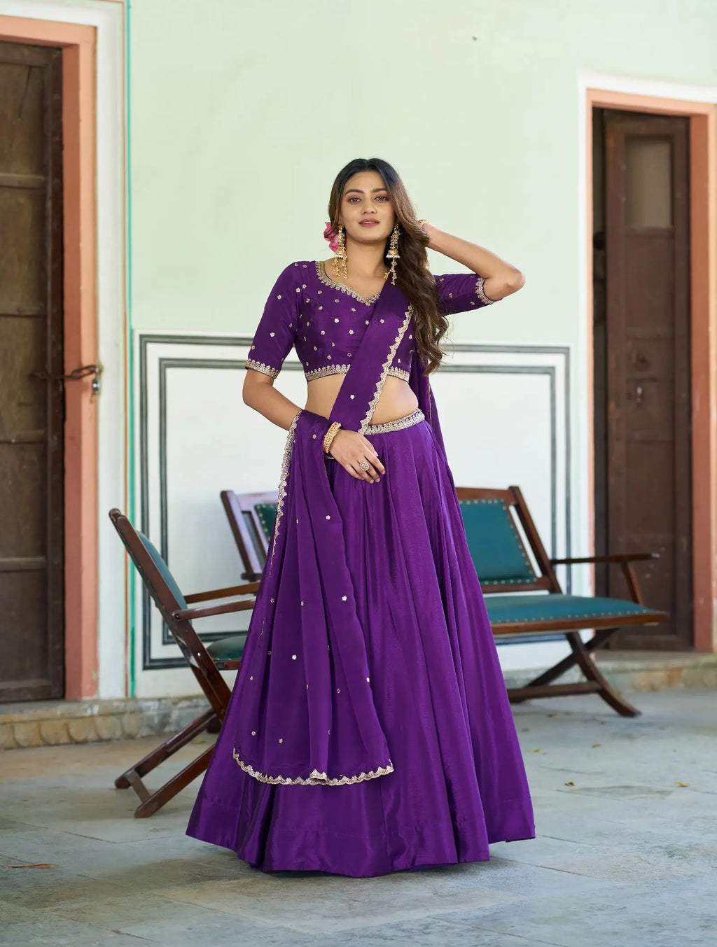 Purple Styilsh Embroiderd Lehenga Choli