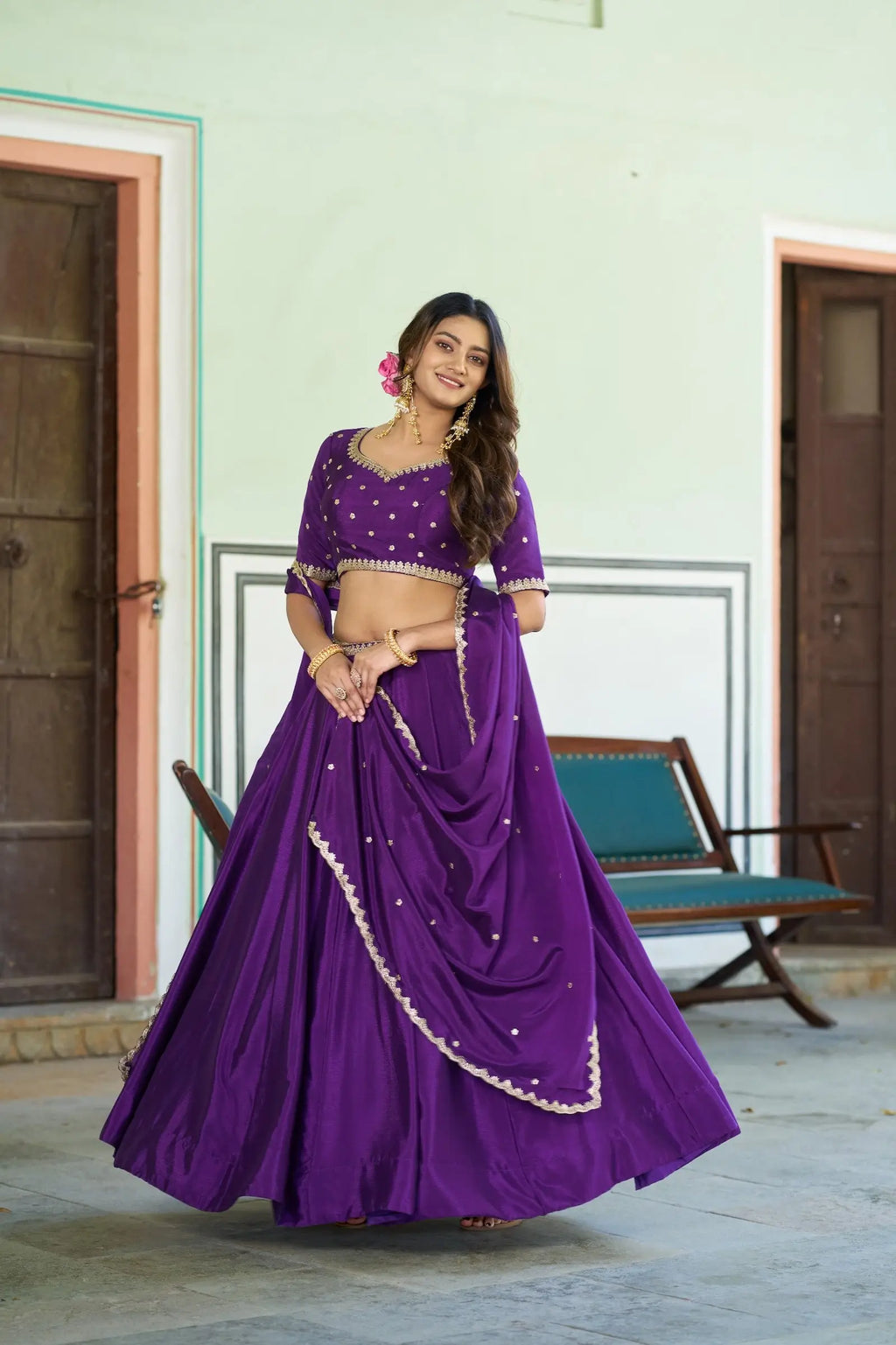 Purple Styilsh Embroiderd Lehenga Choli