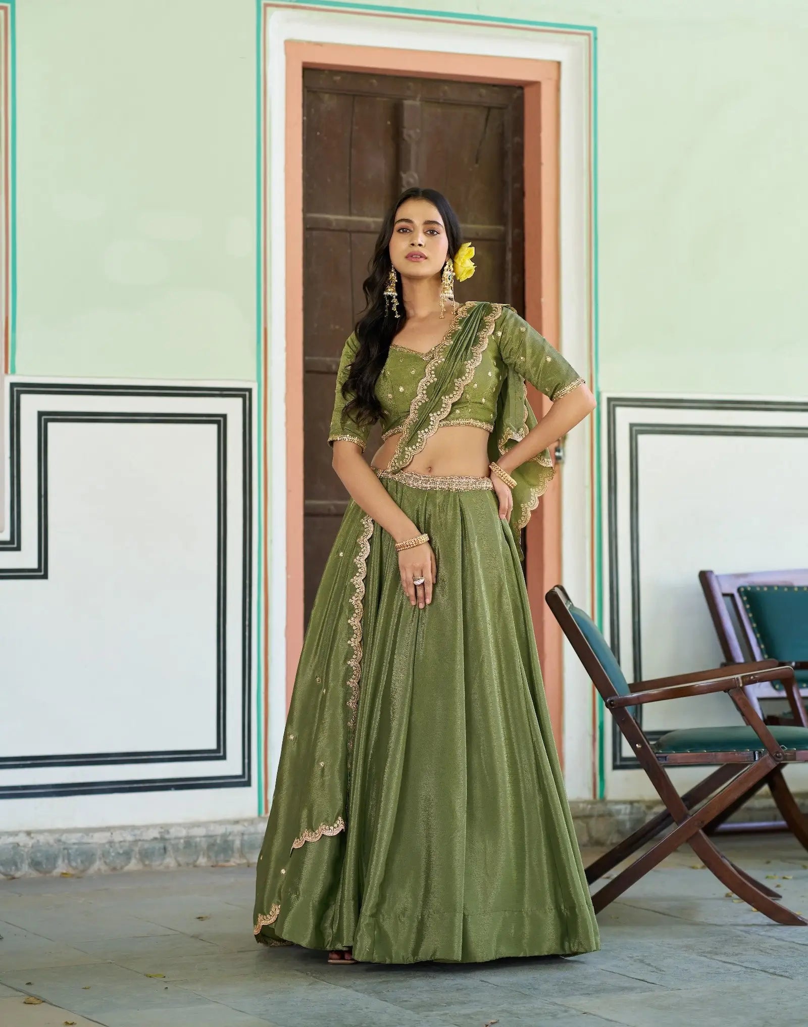 Soft Green Styilsh Embroiderd Lehenga Choli