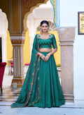 Teal Blue Embroidery Work Lehenga Choli