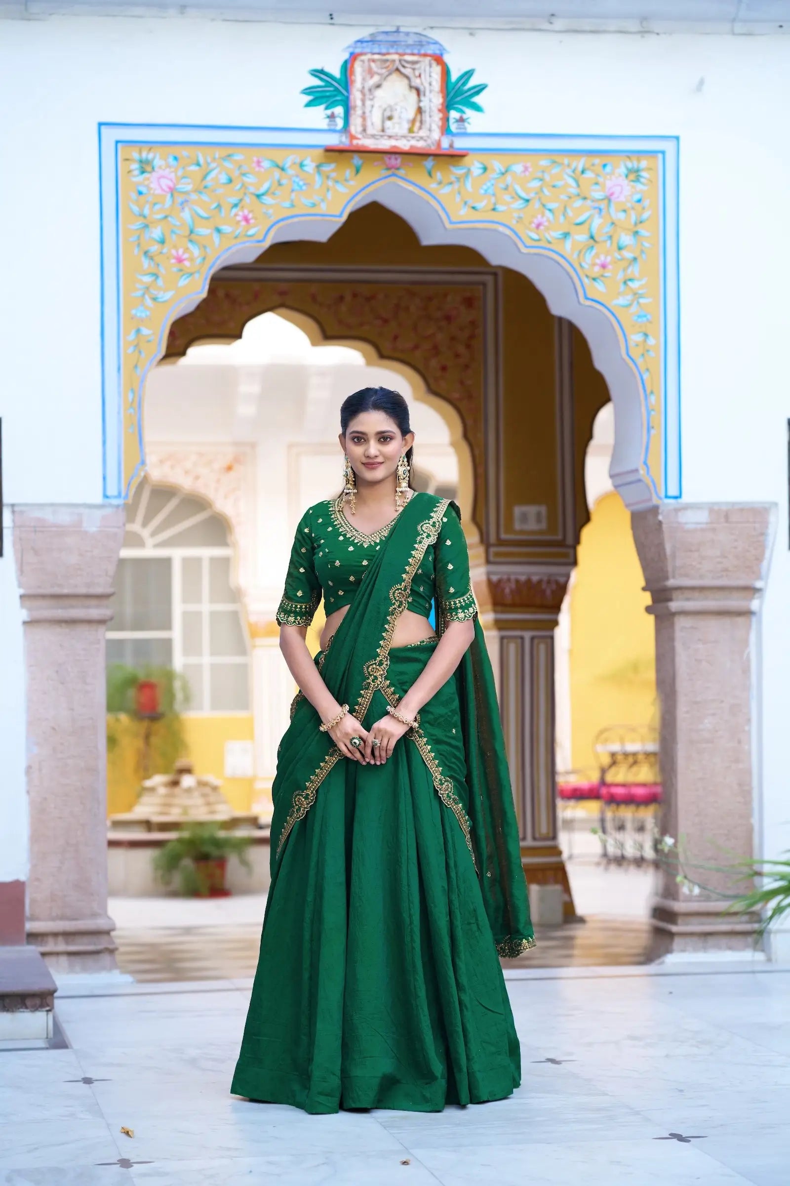 Dark Green Embroidery Work Lehenga Choli