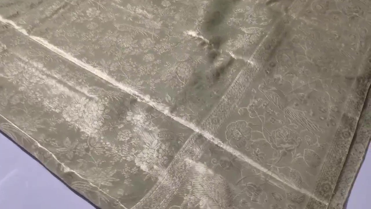 Ivory Kanchipuram Handloom Tissue Brocade Silk Saree