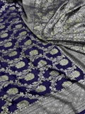 Midnight Blue Banarasi Handloom Water Zari Georgette Silk Saree