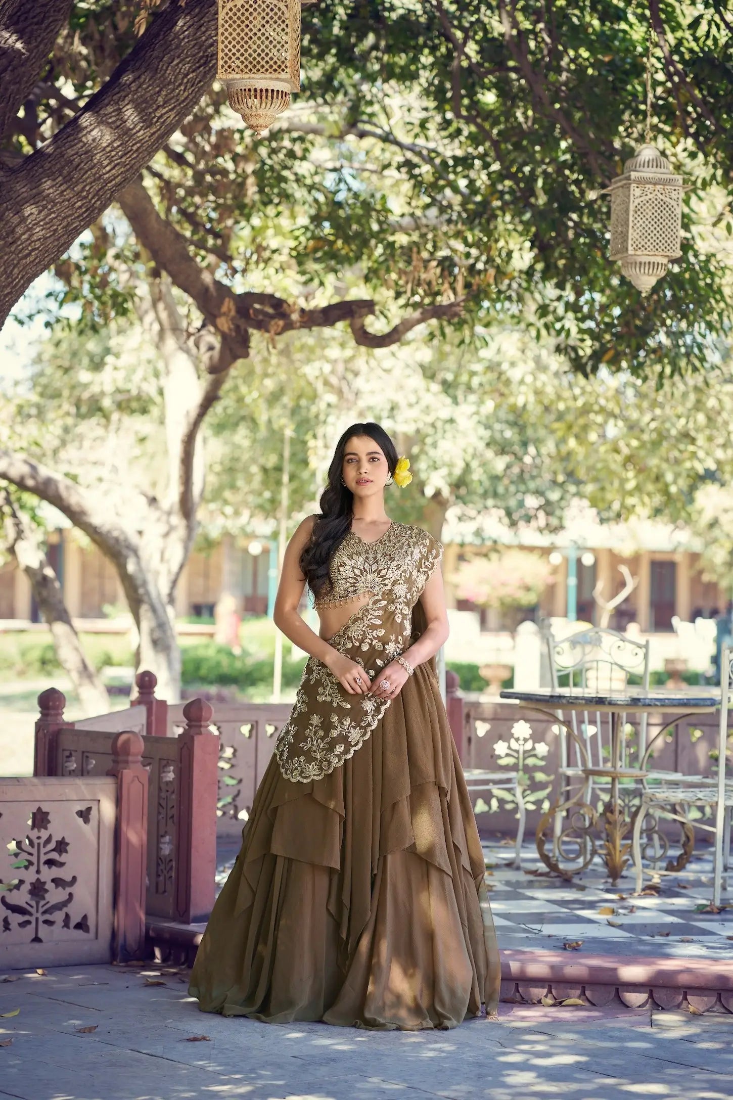 Designer Coffee Brown Embroidered Lehenga Choli