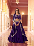 Dark Purple Sequins Embroidery Work Lehenga Choli
