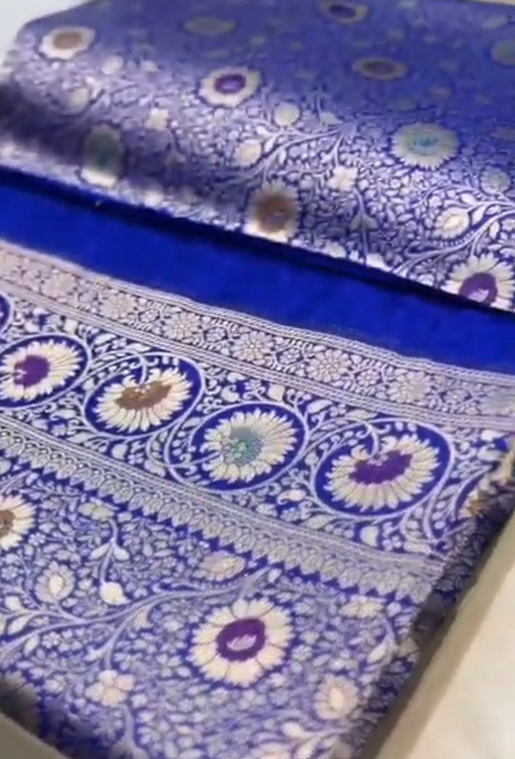 Royal Blue Banarasi Handloom Katan Silk Meenakari Saree