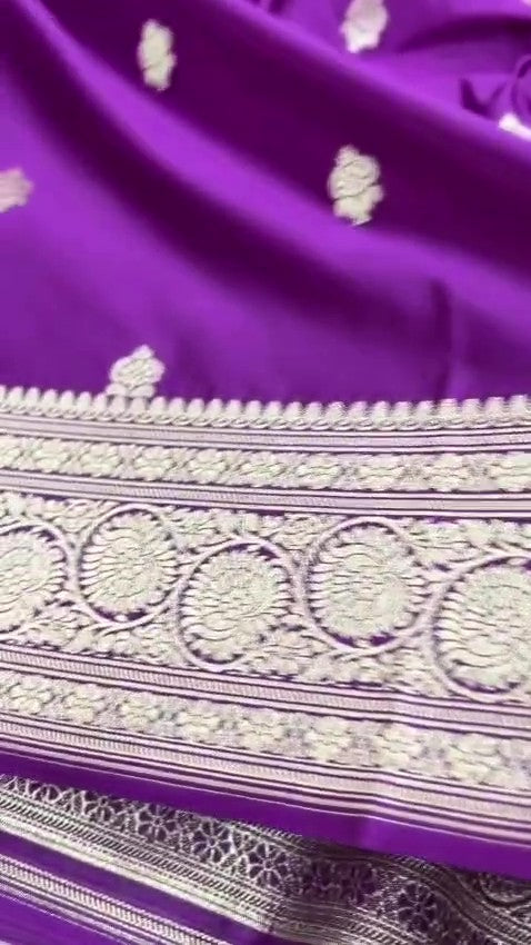 Purple Banarasi Mashru Soft Silk Saree