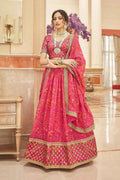 Pink Organza Floral Lehenga with Zari & Sequins Work