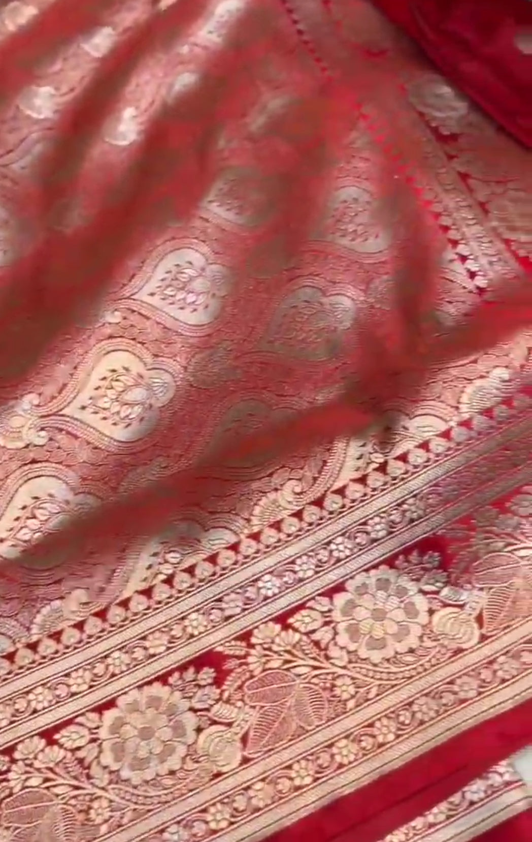 Red Banarasi Mashru Soft Silk Saree
