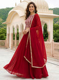 Red Embroidery Work Choli And Lehenga