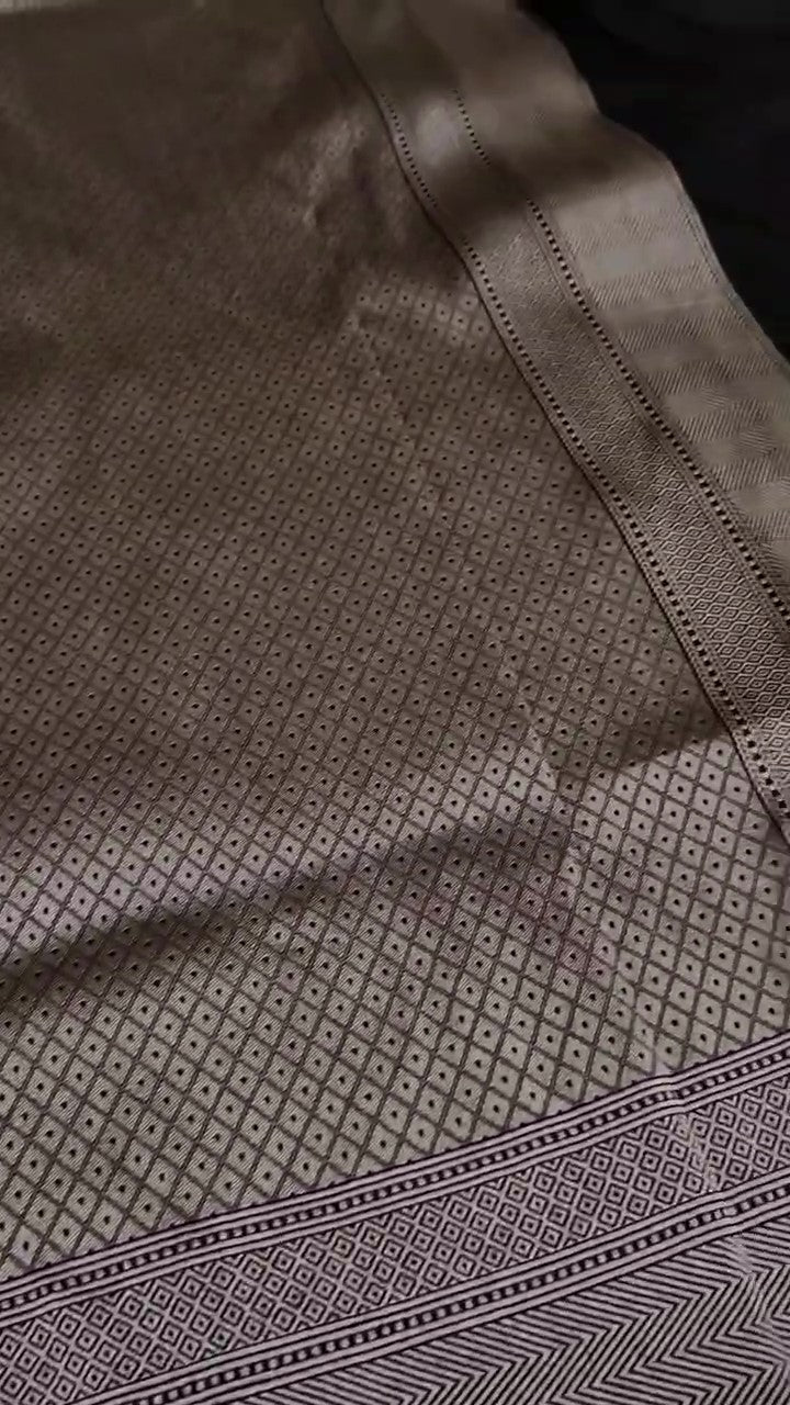 Black Banarasi Handloom Katan Silk Meenakari Saree