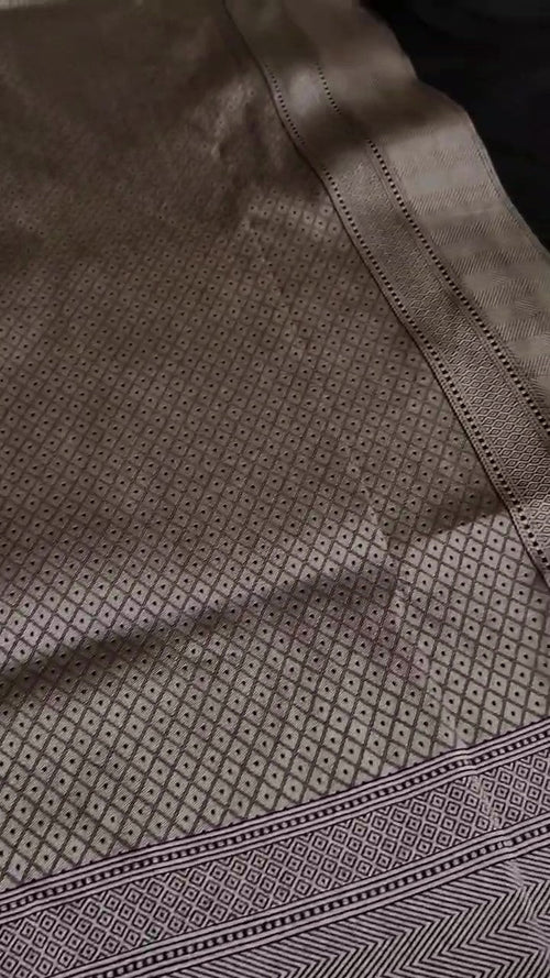 Black Banarasi Handloom Katan Silk Meenakari Saree