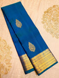 Azure Blue Kanchipuram Handloom 1G Gold Pattu Silk Saree