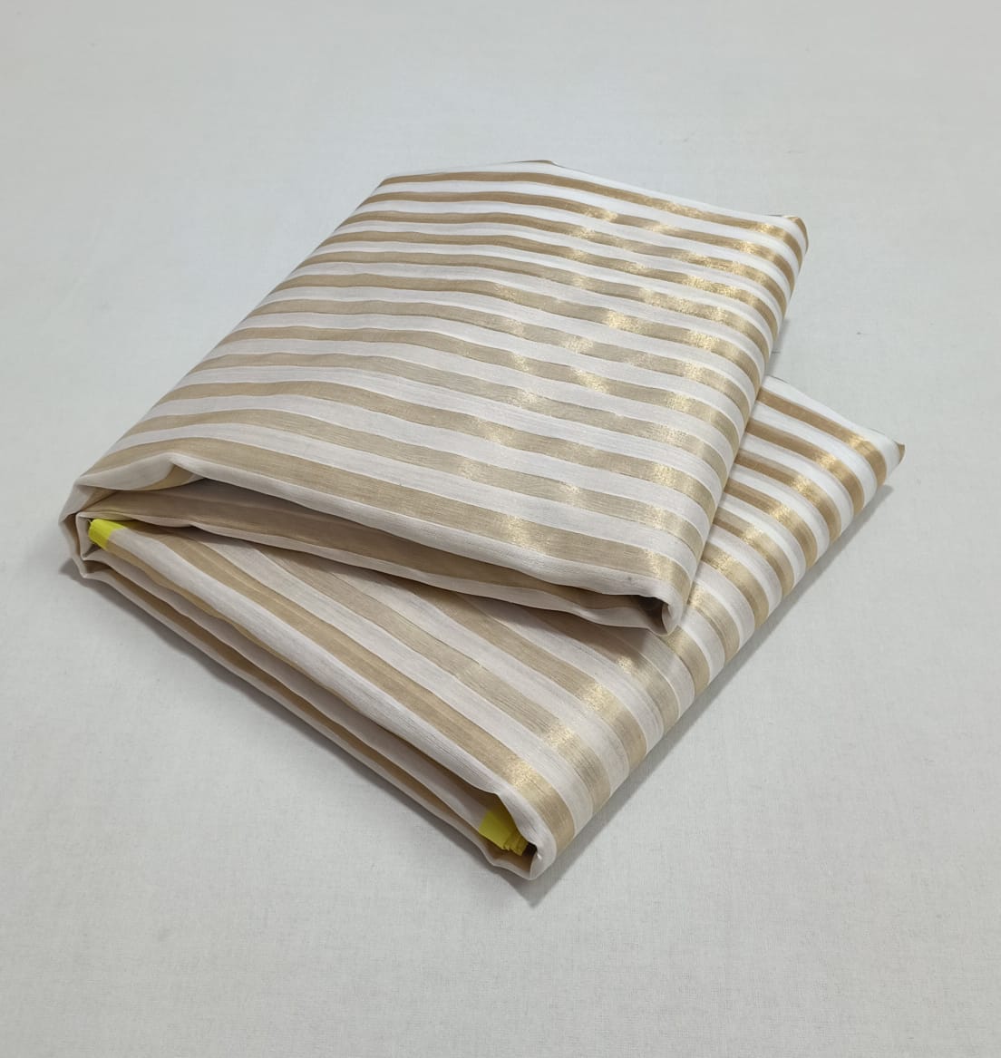 Cream Chanderi Handloom Cotton Silk Striped Saree