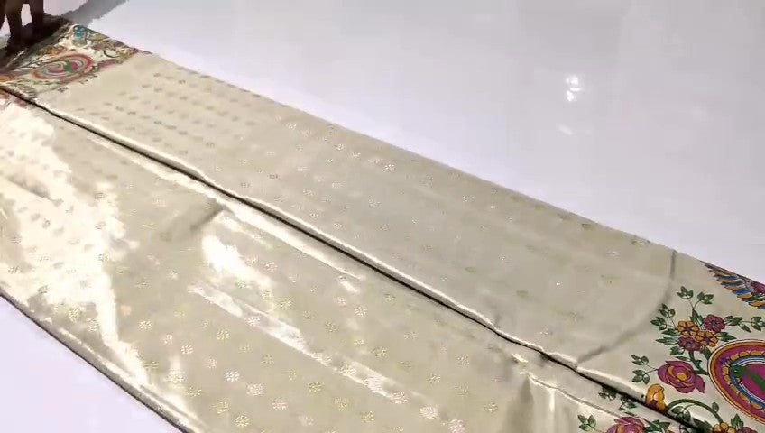 Off White Kanchipuram Handloom Kalamkari Tissue Silk Saree