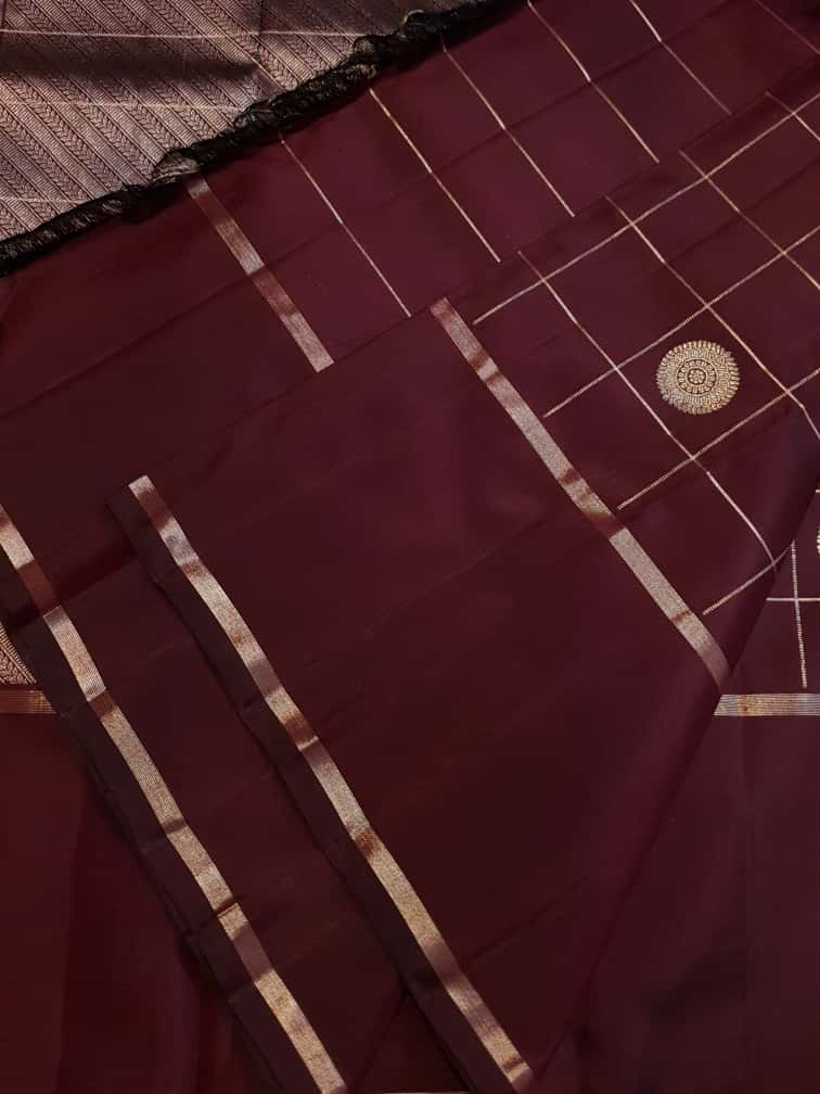 Maroon Kanchipuram Handloom 2G Gold Pattu Silk Saree