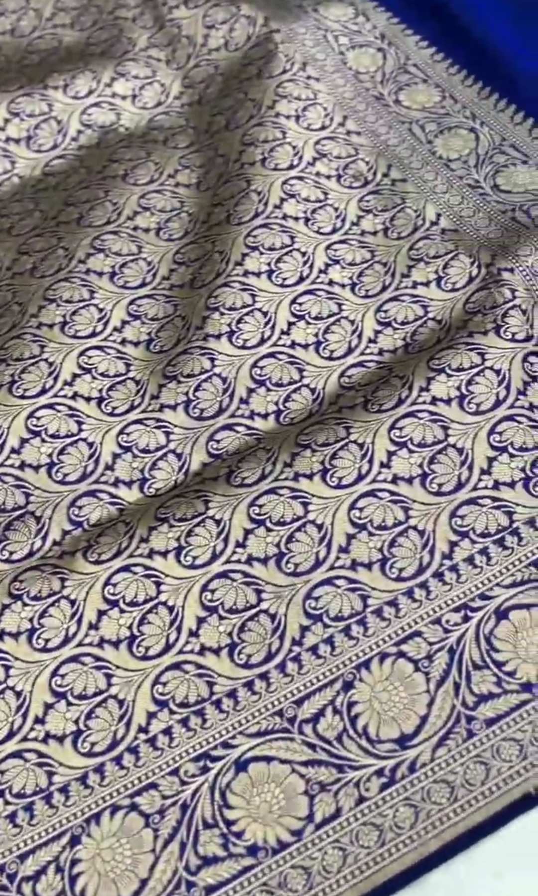 Azure Blue Banarasi Handloom Katan Silk Meenakari Saree