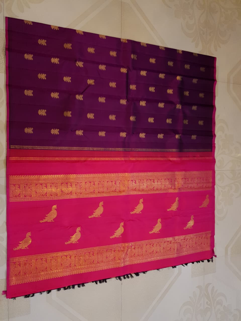 Magenta Kanchipuram Handloom 3G Pure Gold Pattu Silk Saree