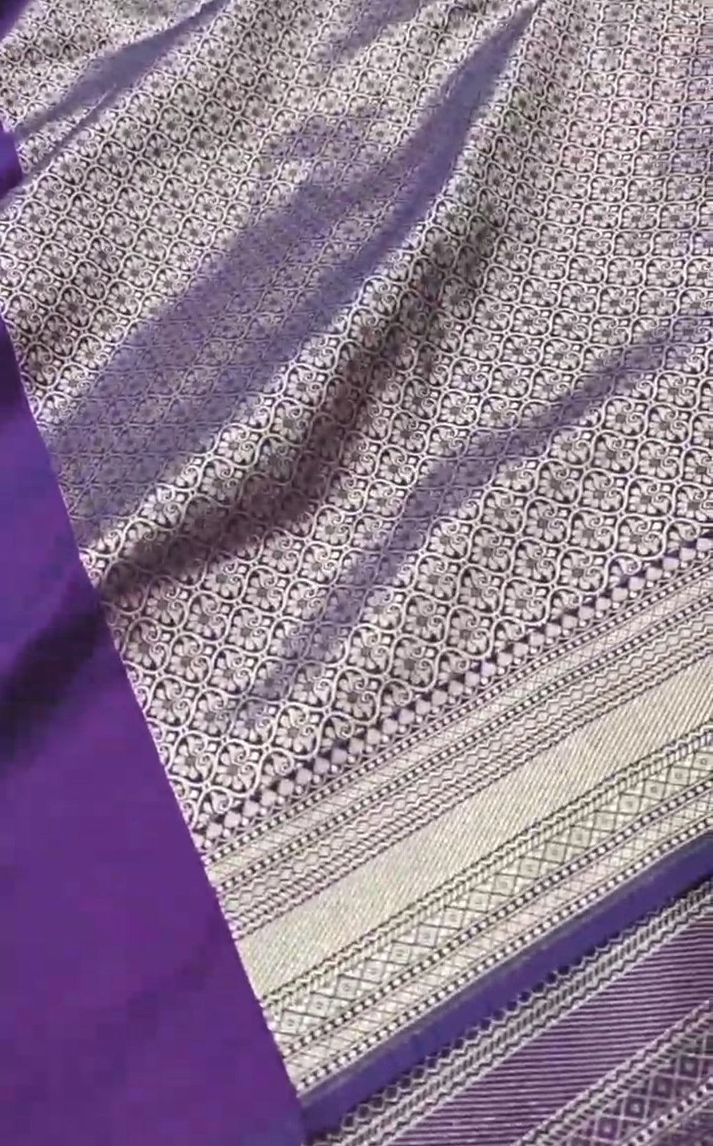 Purple Banarasi Soft Katan Silk Lehriya Saree