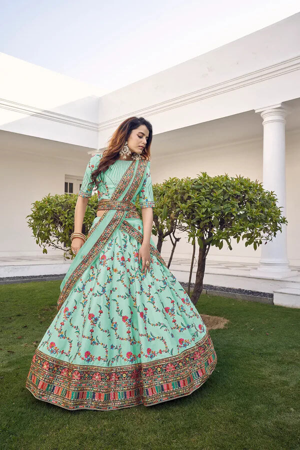 Graceful Green Thread & Sequence Work Lehenga Choli