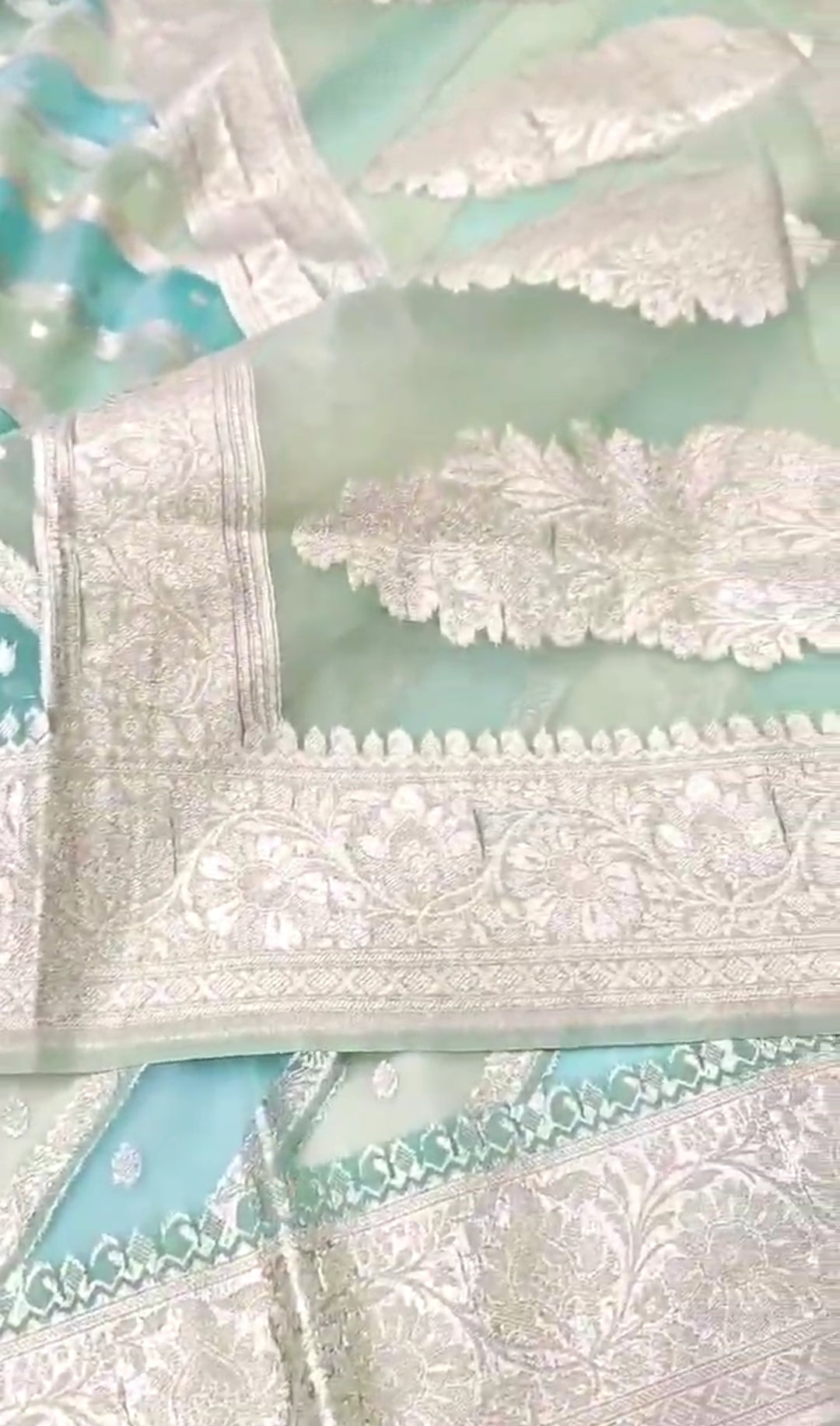 Lime Green Banarasi Handloom Rangkat Kora Tissue Silk Saree