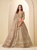 Pale Brown Sequins Embroidery Art Silk Lehenga Choli