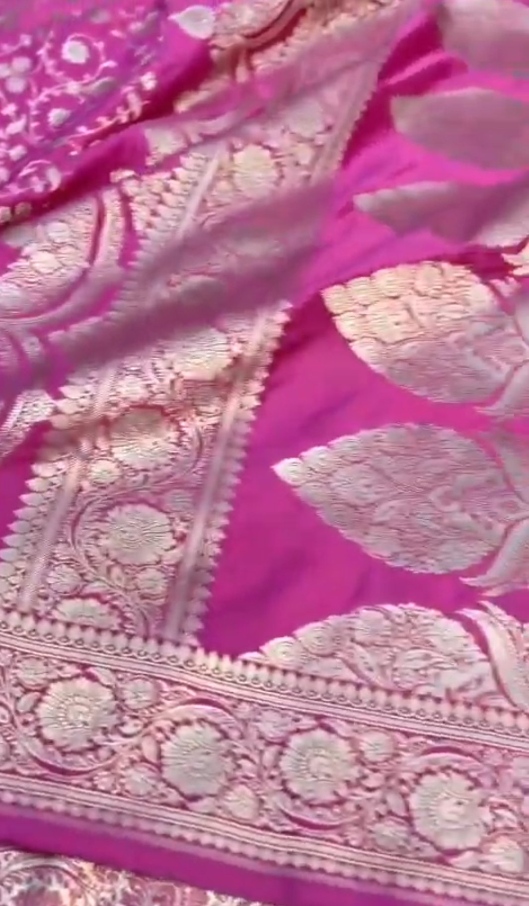 Onion Pink Banarasi Mashru Soft Silk Jangla Saree