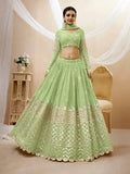 Pista Georgette Lehenga with Sequins Embroidery Work