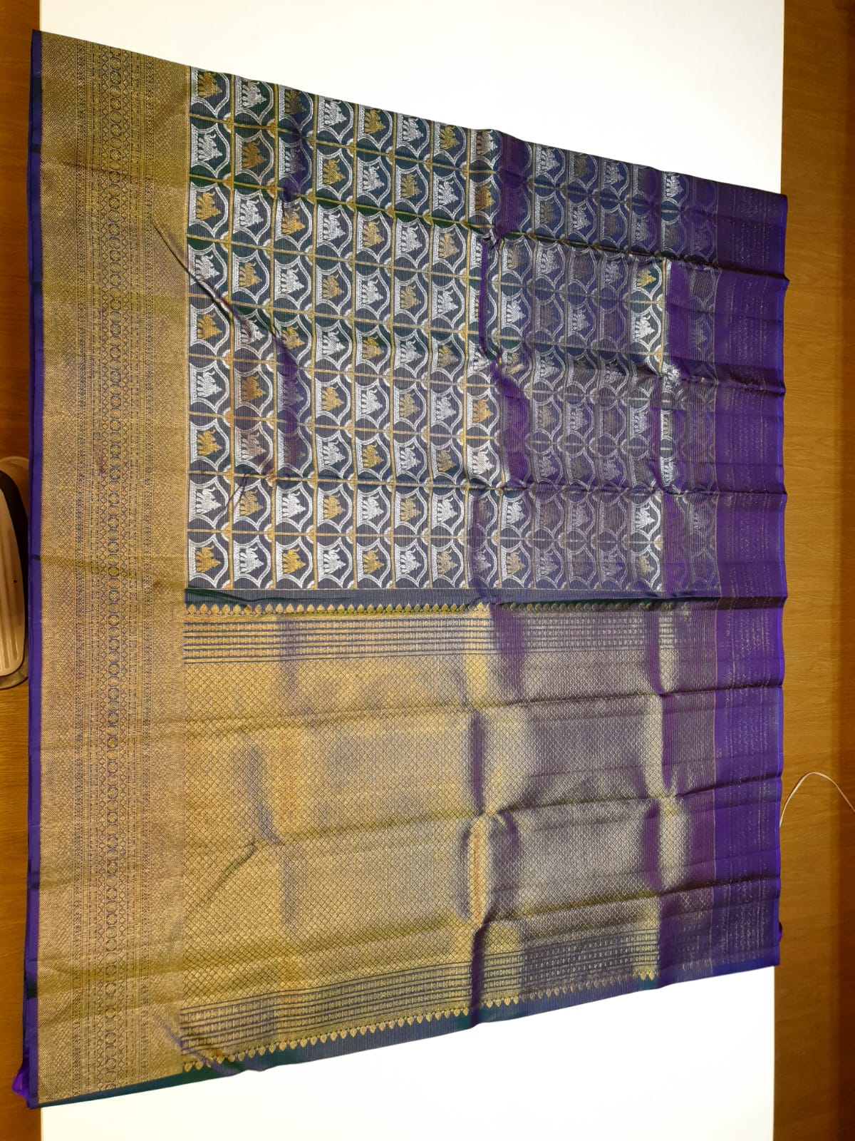 Dual Tone Purple Kanchipuram Handloom 2G Gold Pattu Silk Saree