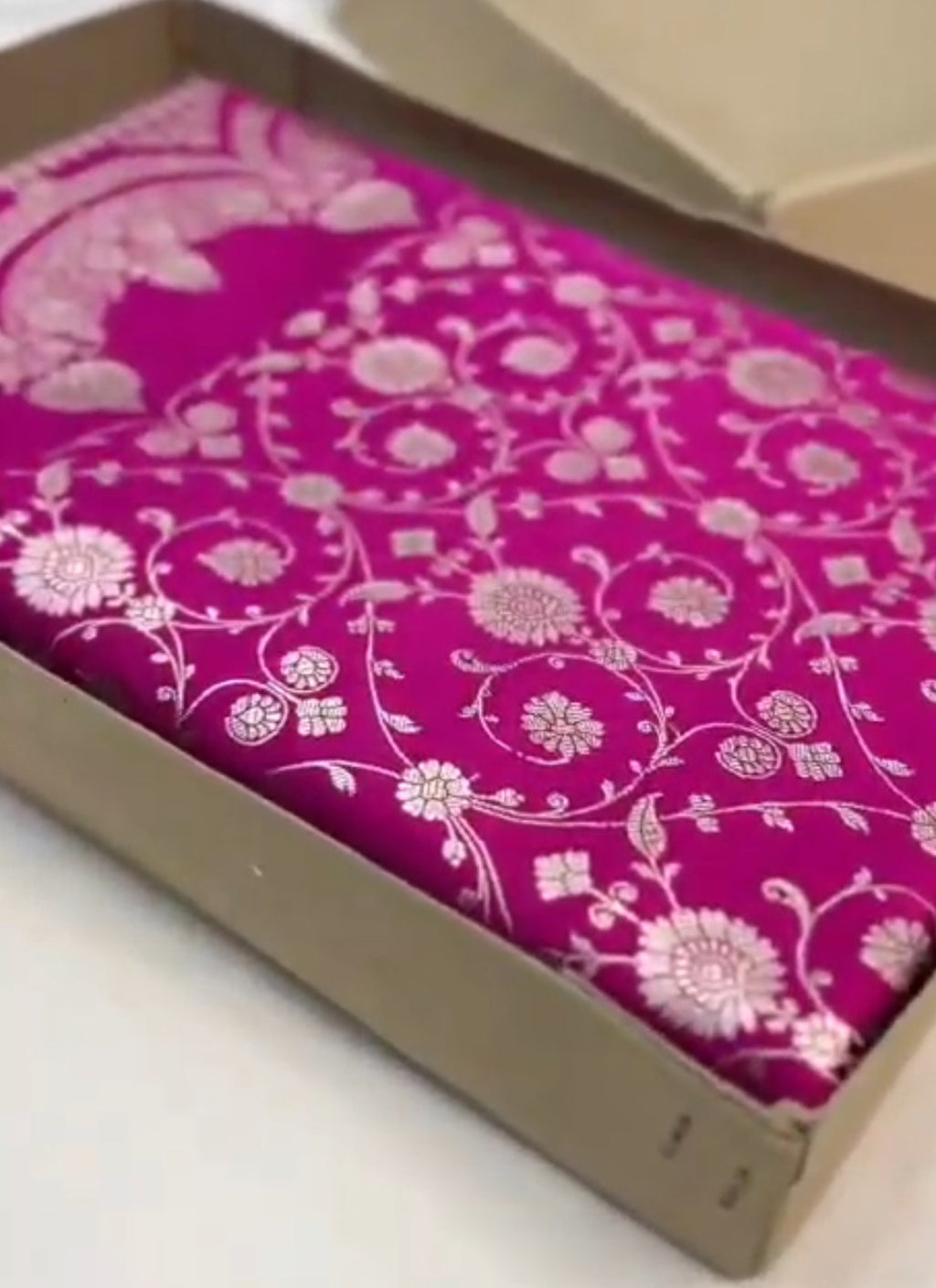 Dark Pink Banarasi Mashru Soft Silk Jangla Saree