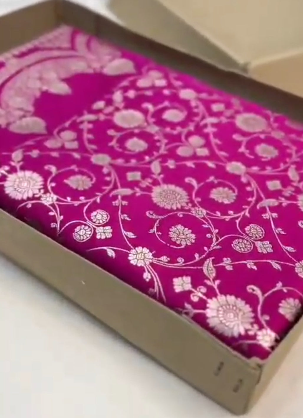 Dark Pink Banarasi Mashru Soft Silk Jangla Saree