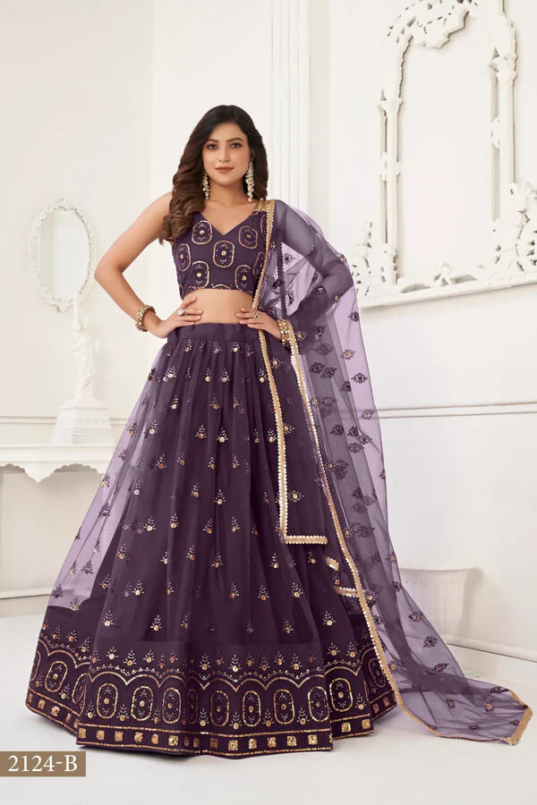 Glamorous Dusty Wine Lehenga with Sequin Detailing