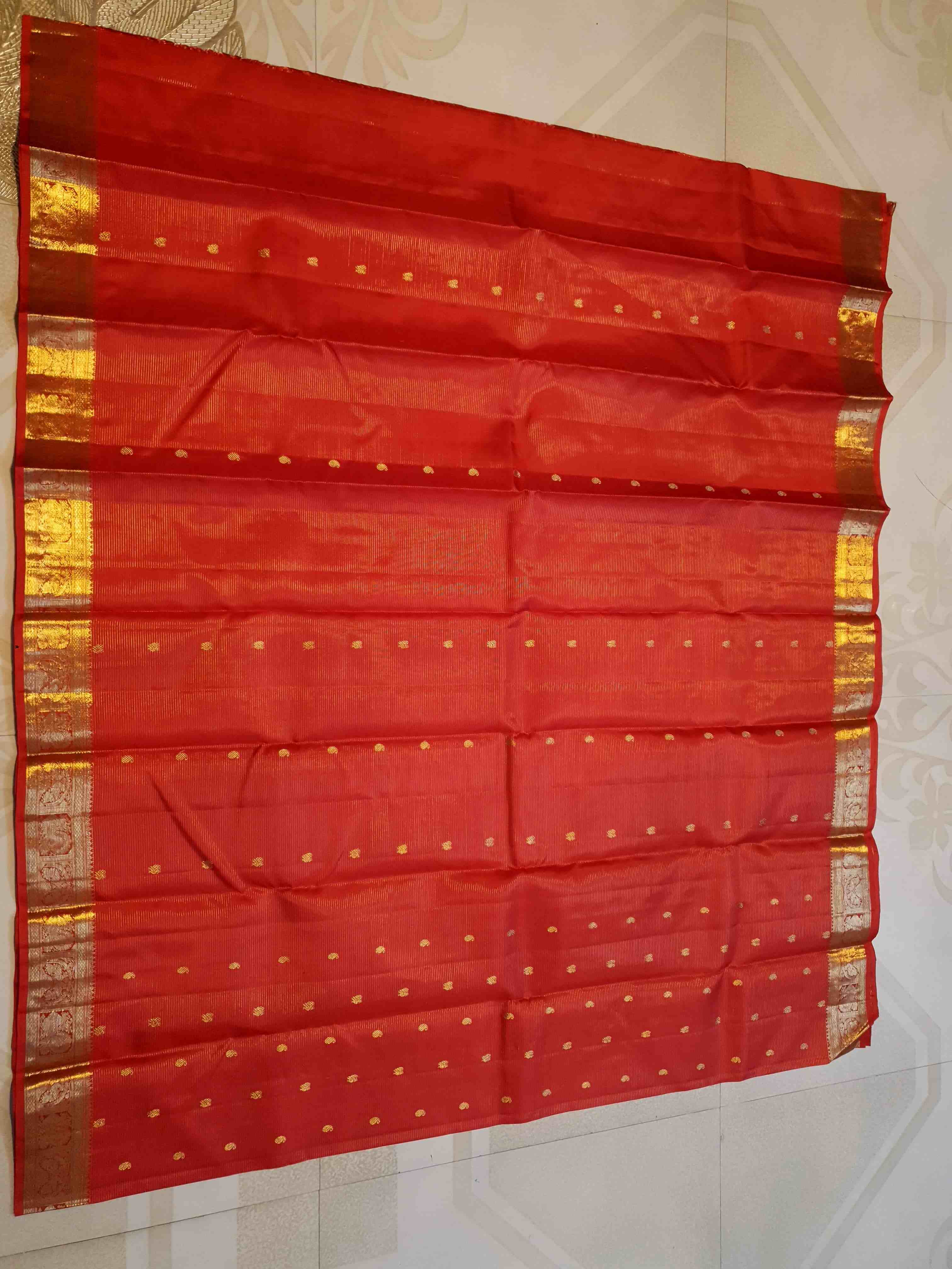 Red Kanchipuram Handloom 2G Pure Gold Vairaoosi Silk Saree