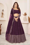 Wine Georgette Lehenga with Zari & Sequins Work