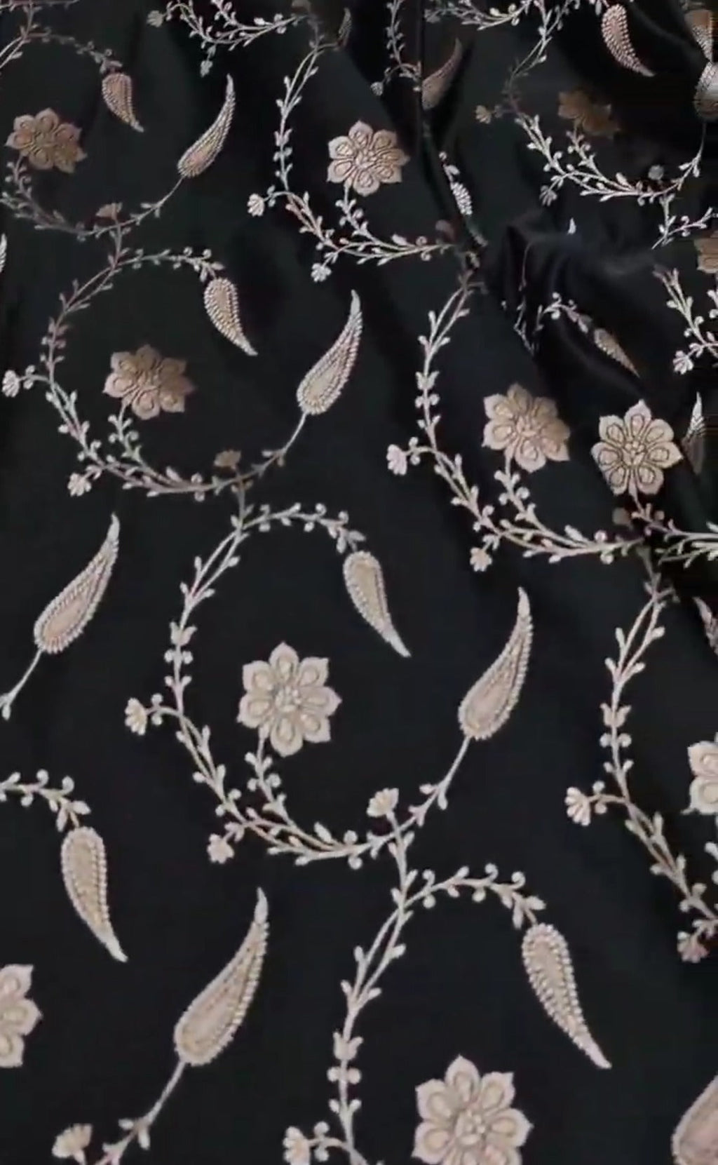 Black Banarasi Mashru Soft Silk Saree