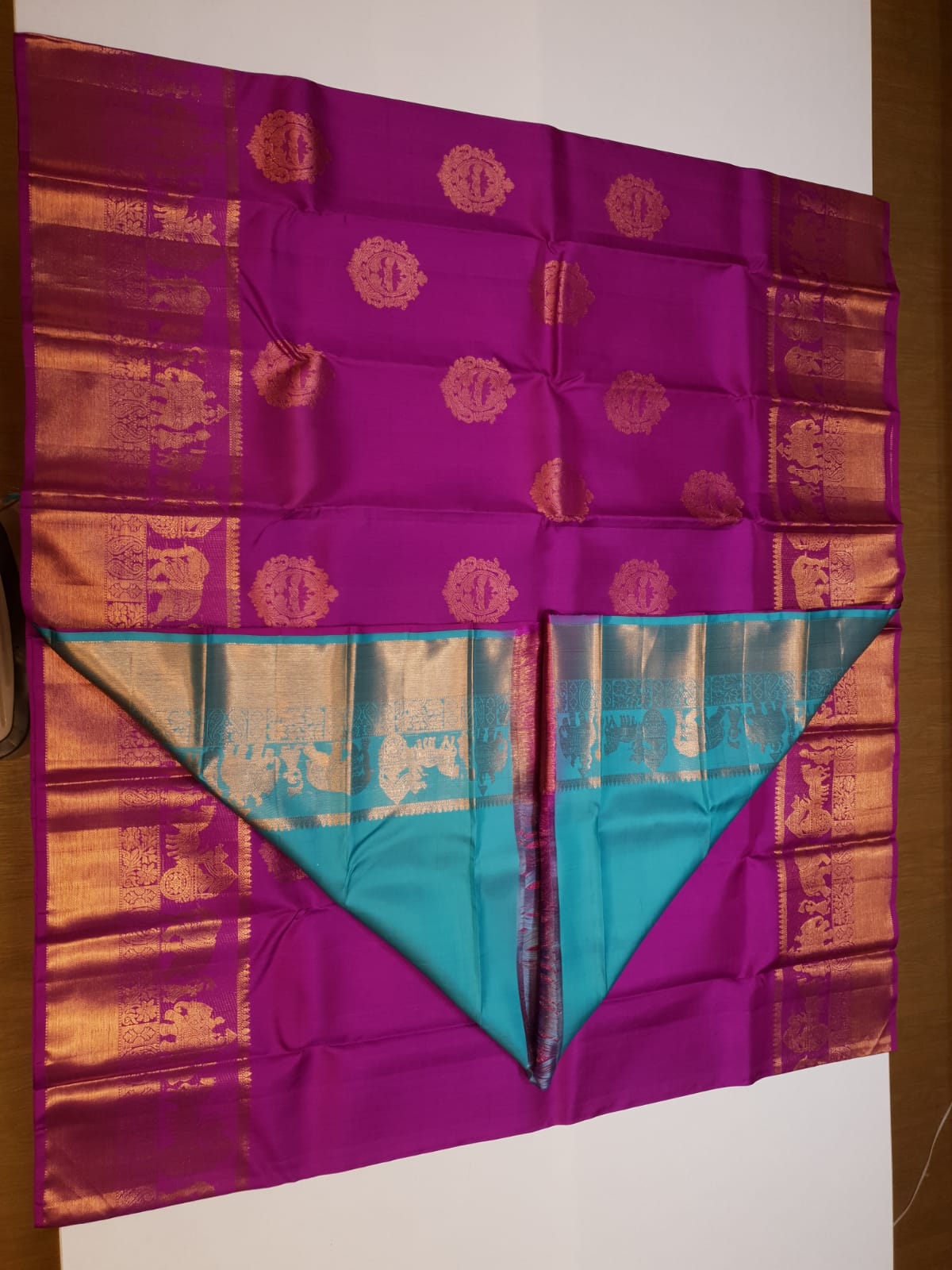 Dark Magenta Kanchipuram Handloom 2G Gold Kalyana Pallakku Silk Saree