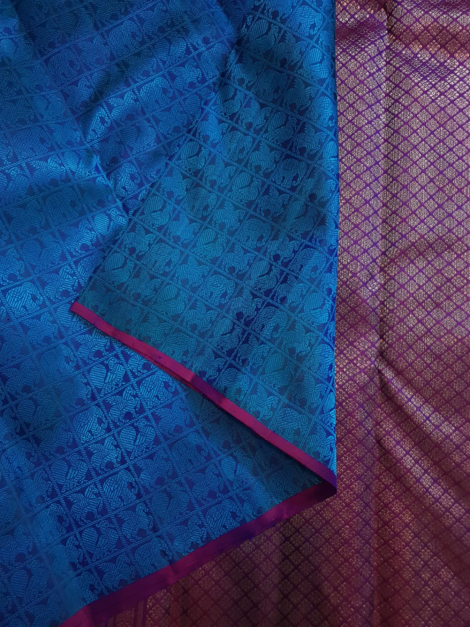 Blue Kanchipuram Handloom 3G Pure Gold Pattu Silk Saree