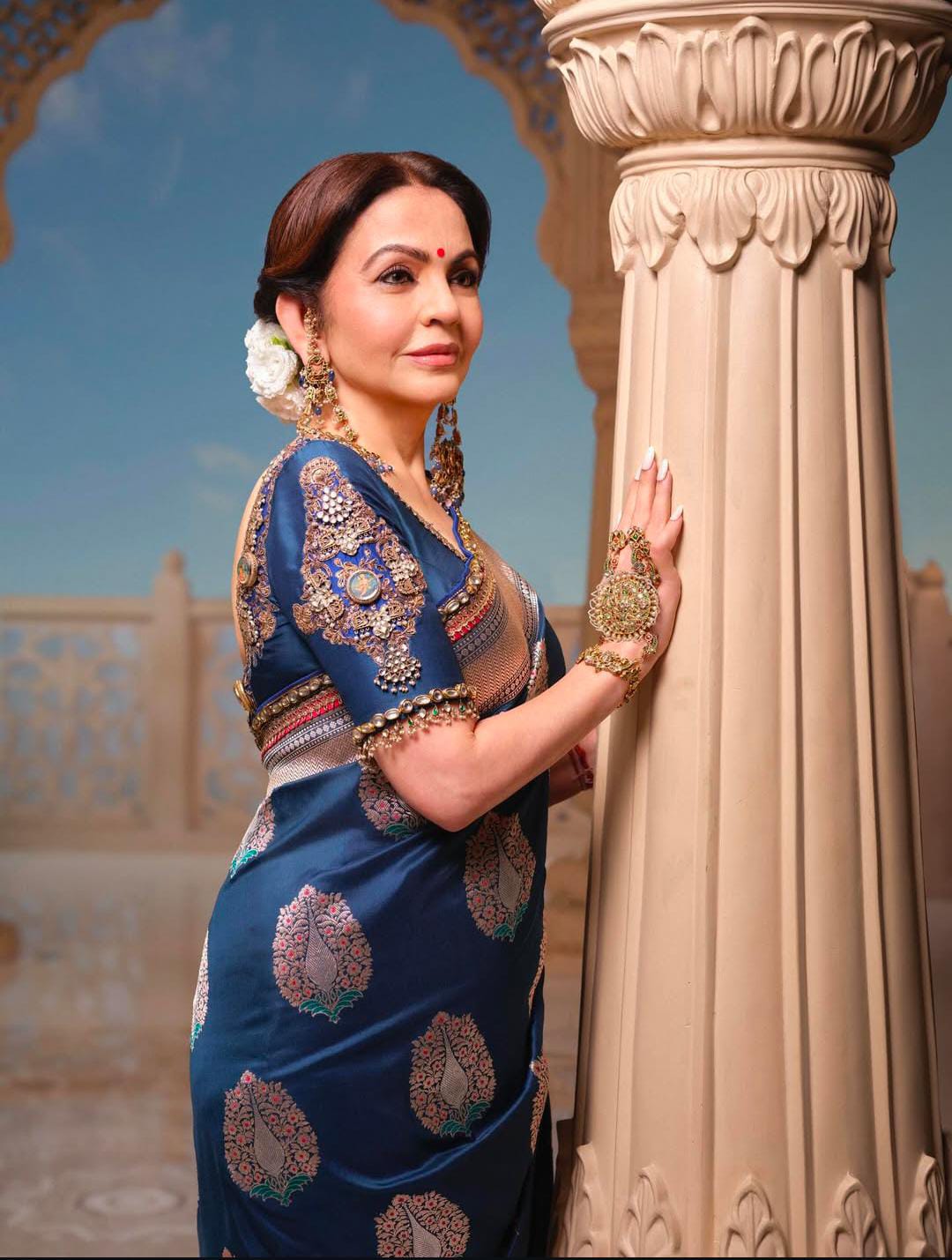 Royal Blue Banarasi Håndvæv Katan Silk Meenakari Saree