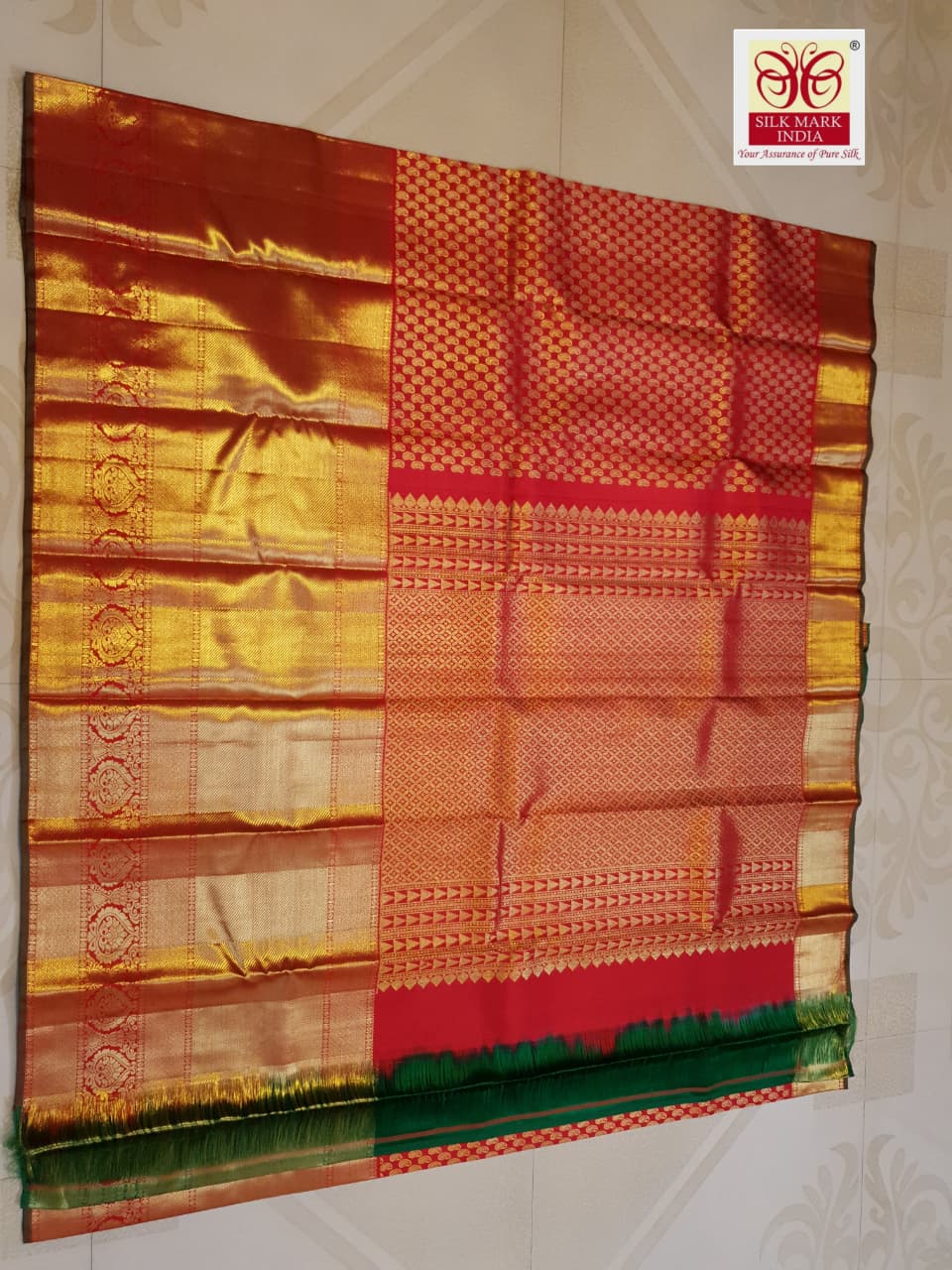 Chilly Red Kanchipuram Handloom 2G Gold Pattu Silk Saree
