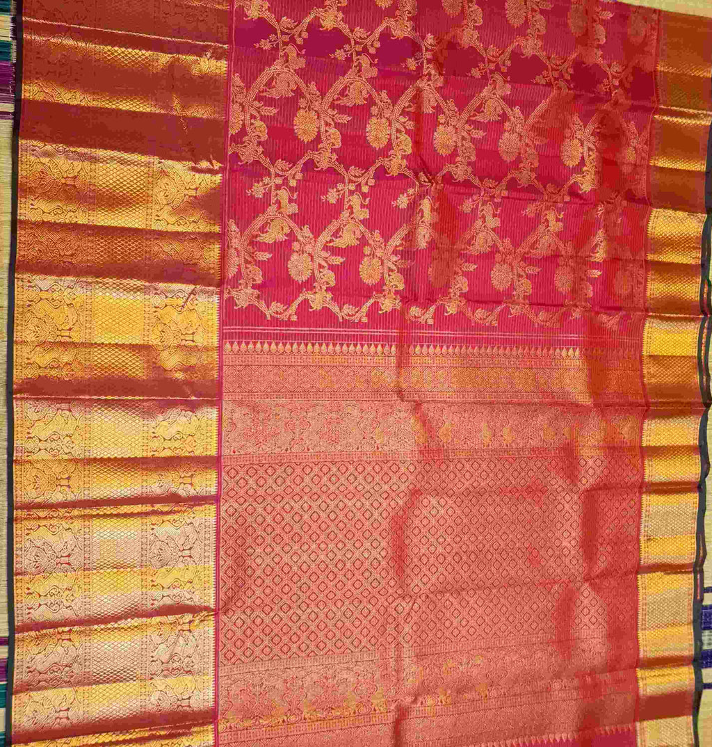 Dark Pink Kanchipuram Handloom 2G Gold Pattu Silk Saree