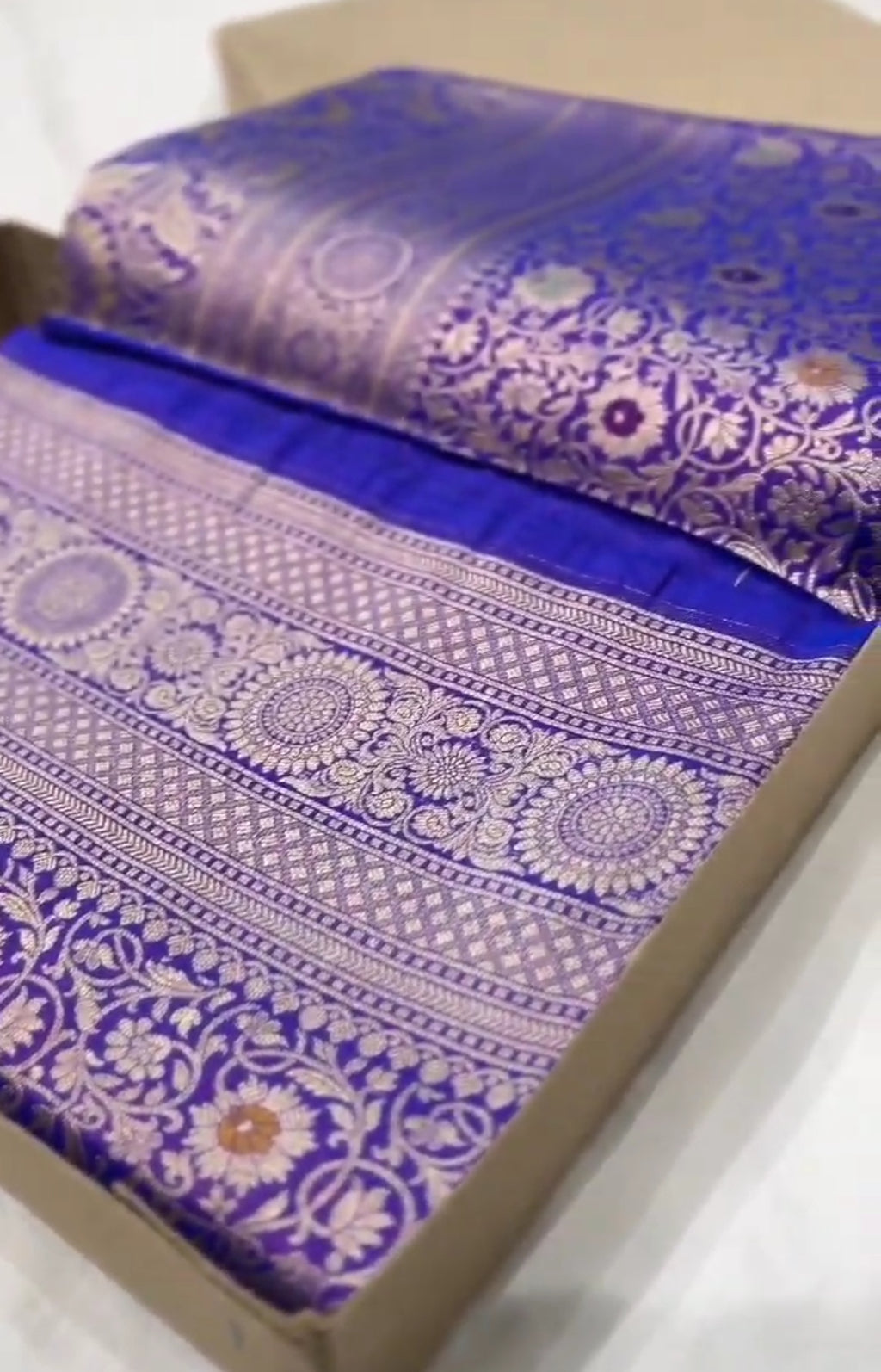 Purple Banarasi Handloom Katan Silk Meenakari Saree