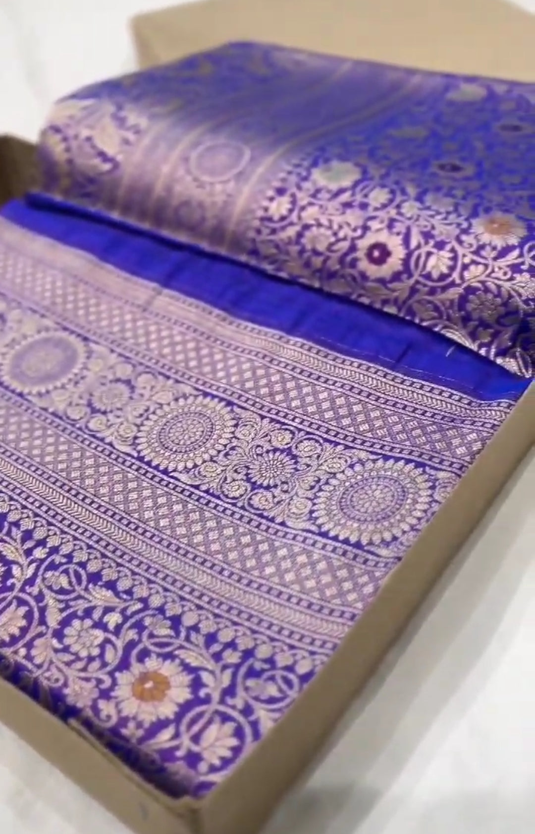 Purple Banarasi Handloom Katan Silk Meenakari Saree